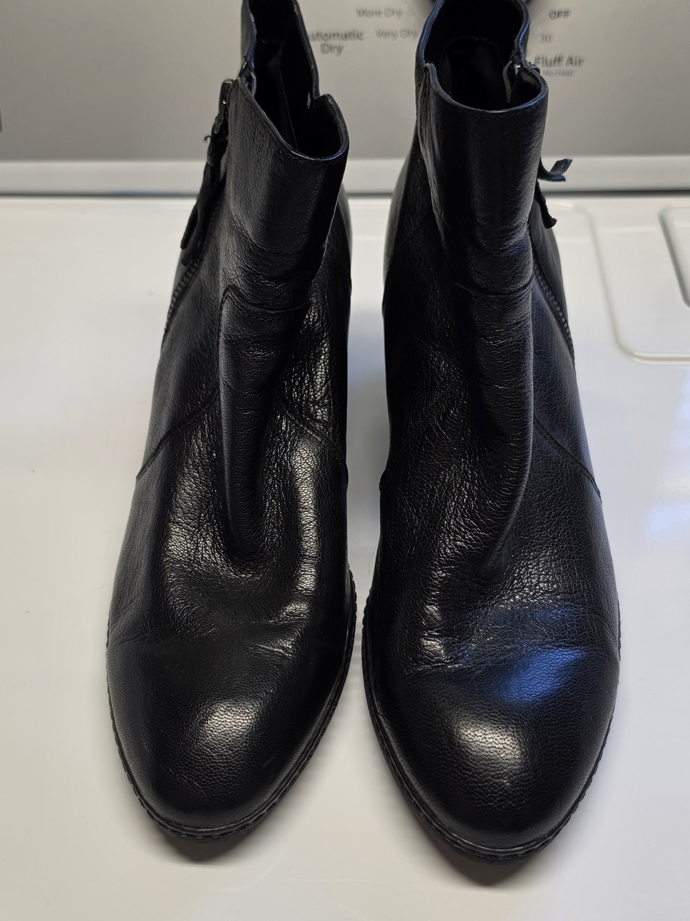 Anne Klein Black Leather Women's Ankle Boots - Sleek Zip Design